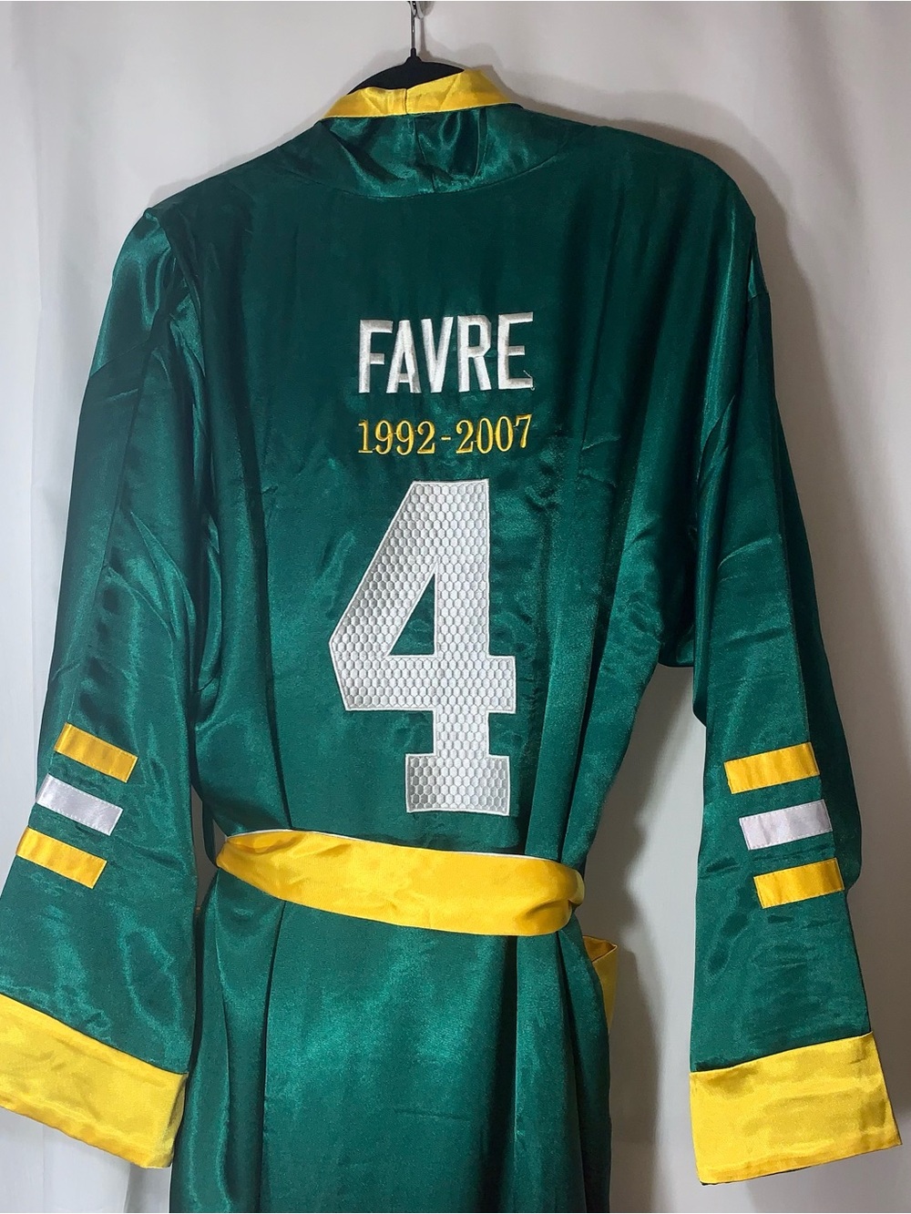 Favre Satin Robe with Number 4 and Gold Trim